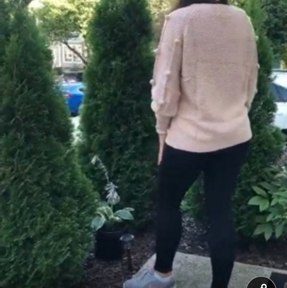 Simplee Crewneck Oversized Chunky Knit Bobble Sleeve Sweater Tan Size S - Picture 5 of 10